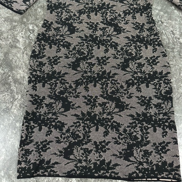Taylor Womens Floral Sweater Knit‎ Dress Knee Length Business Casual Black Sz L - Picture 5 of 9